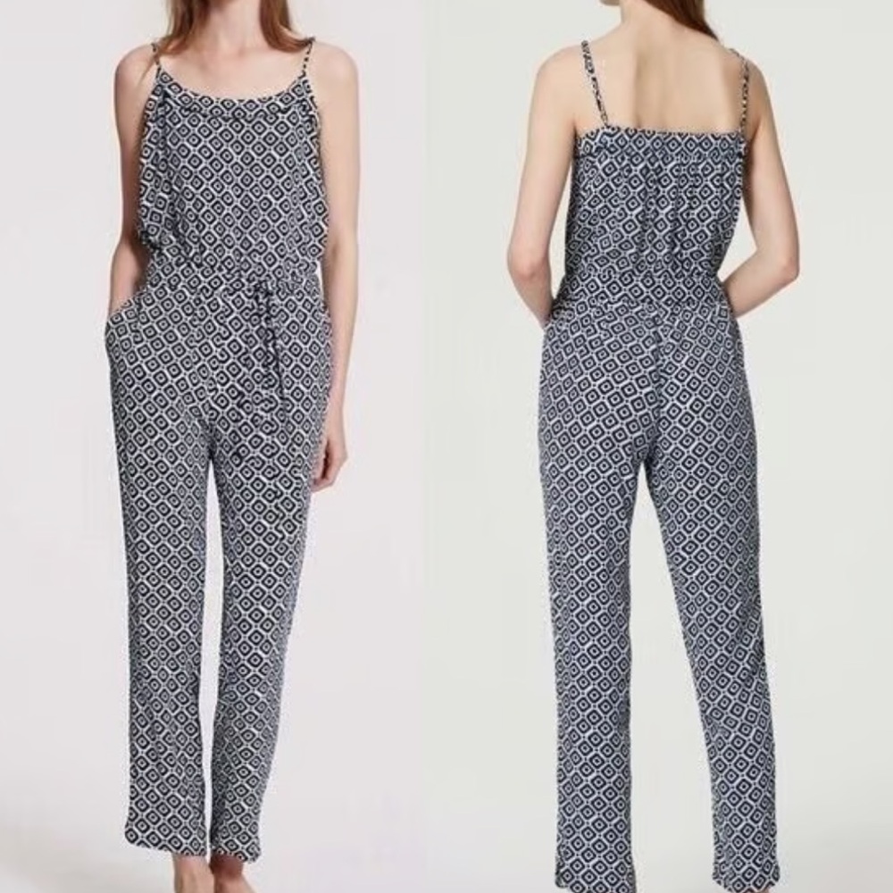 LOFT Black and White patterned jumpsuit